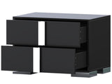 Elegant Nightstand with Metal Foot, Mirrored Bedside Table with 2 Drawers for Bedroom, Living Room, 22446657