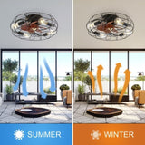 Industrial Style 20 Inch Ceiling Fan With Matte Black 6 Speed Wind E26 Remote Control Reversible DC W882P146308
