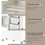 Rolling Mobile Kitchen Island with Solid Wood Top Locking Wheels,52.7 Inch Width,Storage Cabinet WF287035AAW