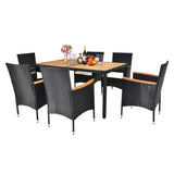 ZNTS 7 Piece Patio Dining Set, Outdoor Patio Conversation Set with Acacia Wood Table Top and Rattan 90467533