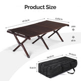 ZNTS 120*60*40cm Wooden Camping Roll Table 72167913