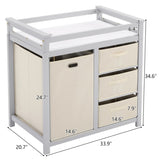 Wooden Frame Removable Top Gray Painted Pine Children's Cot with 3 Fabric Drawers 1 Fabric Bag 94766383