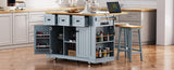 K&K 53inch Large Island with Drop Leaf,Power Outlet,Door Internal Storage Rack,Rolling N707P185531G
