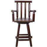 Rustic Bar Stool - Fir Wood Construction, Chair with Footrest,Wide Armrest, Rustic Kitchen Stool, W465P221173