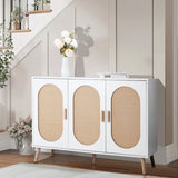 3-door vertical shoe cabinet particle board plastic rattan white frame original wood rattan 17034426