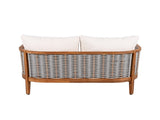 2 Pieces Acacia Wood Patio Furniture Set, Outdoor Unique Tub Design Loveseat with Woven Rope Table, N780P245860G
