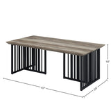 Antique Oak and Black Coffee Table with Metal Base B062P209139