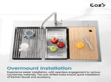Stainless Steel Kitchen Sink, 30x22 Single Bowl, Overmount Handmade Sink in Brushed, with Cutting 53384040
