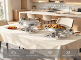 2pcs Stainless Steel Glass 6L Viewable Disassembly Buffet Stove, Oval Shape, Silver 81833216