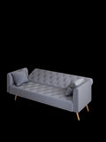 71-inch convertible love seat sofa, American vintage grey velvet material, suitable for small living W1658127032