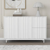 U_STYLE Wave Pattern Storage Cabinet with 2 Doors and 2 Drawers, Adjustable, Suitable for WF317509AAK