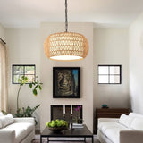 ZNTS Farmhouse Pendant Light with Adjustable Height, Boho Woven Jute Rope Hanging Ceiling Light Fixture, W1340P241301