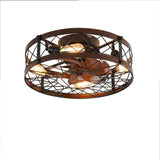 (Amazon No Listing)Caged Ceiling Fans with Lights Black, 20 inch Flush Mount Ceiling Fan Light, W1340103794