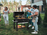 Charcoal Grill with Foldable Side Table and Wheels, Heavy-duty BBQ Grill for Outdoor Picnics Patio 52462179