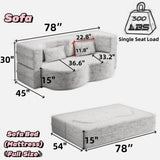 Modern Floor Sofa with 2 Pillows,Convertible Teddy Fabric Foam-Filled Sleeper Sofa Bed,15" Full Size W1885P272263