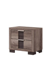 1pc Contemporary Rustic Brown Finish Nightstand Two Drawers Metal knobs Bedroom Wooden Furniture B011P255257