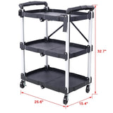 ZNTS 3 Layers Folding Collapsible Service Cart Pack-N-Roll Folding Collapsible Service Cart, Black, 50 W46578737