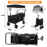 Collapsible Wagon 140L Wagons Carts Foldable with Removable Canopy, Folding Wagon Cart with Wheels T3060P247149
