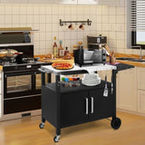 ZNTS Outdoor Grill Cart with Storage, Rolling Bar Cart Movable Kitchen Island for BBQ, Patio Dining Cart 64945841