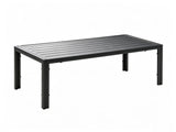 40 Inch Outdoor Coffee Table, Rectangular Metal Patio Coffee Table with Slatted Tabletop, Weather 16097984