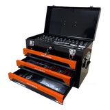 20'' Portable 3-Drawer Steel Toolbox, 4 Layers of Tools with Metal Latches, with Top Storage Tray W1102111198
