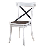 2 Pieces Set Dining Side Chair Rustic Modern Farmhouse Design Retro Design With Metal X Design W2537P211113