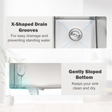 32" L X 19" W Undermount Double Bowl 16 Gauge 304 Stainless Steel Kitchen Sink W1225P266037