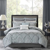 12 Piece Comforter Set with Cotton Bed Sheets Blue King B03596807