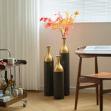 Black and Gold Metal Vase Set of 3 Floor Vases Ideal for Mother's Day Gift Wedding Decoration W2796P278078