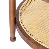 31.5in Rattan Coffee Table with Glass Top, Round End Table, Boho Style Side Table Sofa End Table for 55056269