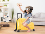 22 Inch Ride-on Suitcase for Kids & Teens, Toddler Travel Luggage with Seat, Spinner Wheels, Safety 29854927