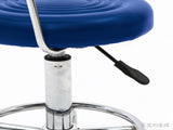 Round Shape Adjustable Salon Stool with Back and Line Blue 90685361