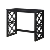 Desks and Stool Set 3pc Black Finish Rolling Desk with Casters, 2 Charging ports Home Office B011P287465
