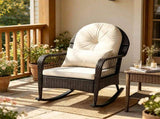 Heavy Duty PE Wicker Patio Rocking Chair 400LBS, Outdoor Rocker with Removable Washable Sponge 98091753