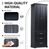 Tall Storage Cabinet with Three Drawers for Bathroom/Office, Black WF299282AAB