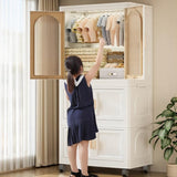 ZNTS 25.59" Side Wide Folding Wardrobe , 25.59"×15.75"×57.09", with Magnetic Door, Plastic Storage 48599802