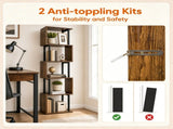 5-Tier S-Shaped Bookshelf, Modern Geometric Freestanding Display Shelf with Heavy-Duty Metal Frame, 34235472