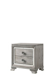 1pc Contemporary Light Grey Finish Two Drawers Bevel Mirror Accents Wooden Solid Wood Bedroom B2741P320890