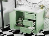30-Inch bathroom vanity cabinet with ceramic basin, 3 drawers and adjustable shelves N729P176237L