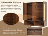 Farmhouse Widen Hall Tree with 4 Rattan Doors, Versatile 4-In-1 Seating Bench with N721P297555D