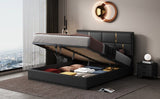 ZNTS Queen Size Upholstered Platform Bed with Hydraulic Storage System,No Box Spring Needed,Black WF310943AAB