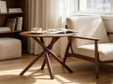Modern Round Side Table Crossed Metal Legs, 23.6" Small Accent Table, Mid-Century End Table 48129636