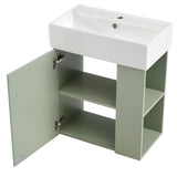 ZNTS [Video] 21.6 inch Modern Floating Bathroom Vanity with Ceramic Basin - Perfect for Small Bathrooms, N729P170388F