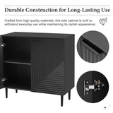 Mirod Modern Minimalist Side Cabinet with Adjustable Shelves ,Stylish Geometric Door Design,Ample N760P221050B