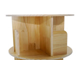 2-Layer Rotating Bookcase 360 Rotating Display Rack Pine Wood Rotating Bookshelf 56430812