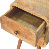 Artisan Furniture Solid Wood Mini Oak-ish Curved nightstand B182P280774