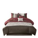 Embroidered 7 Piece Comforter Set Red King B03596927