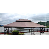 13x10 Ft Patio Double Roof Gazebo Replacement Canopy Top Fabric,Brown W41941991