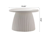 Round Fluted Mushroom Side, MgO Matte White Accent End, Indoor & Outdoor Decorative Side W5351P486732