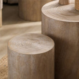 Set of 3 Nautral Wood Coffee Table with clear and visible tree rings W2729P199132